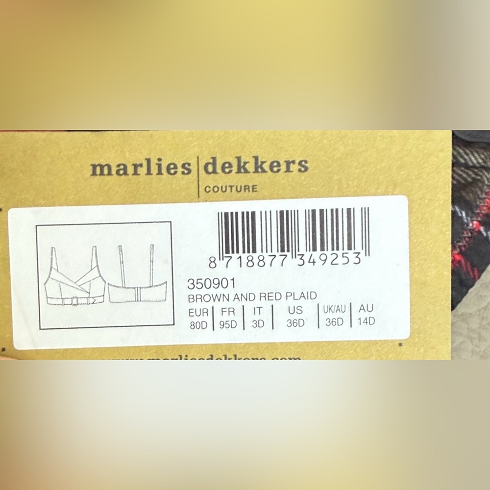 marlies|dekkers The Detective Brown and Red Plaid Cotton-Blend Bra - Picture 6 of 6